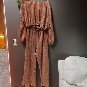 Vici Shimmering Brown Jumpsuit